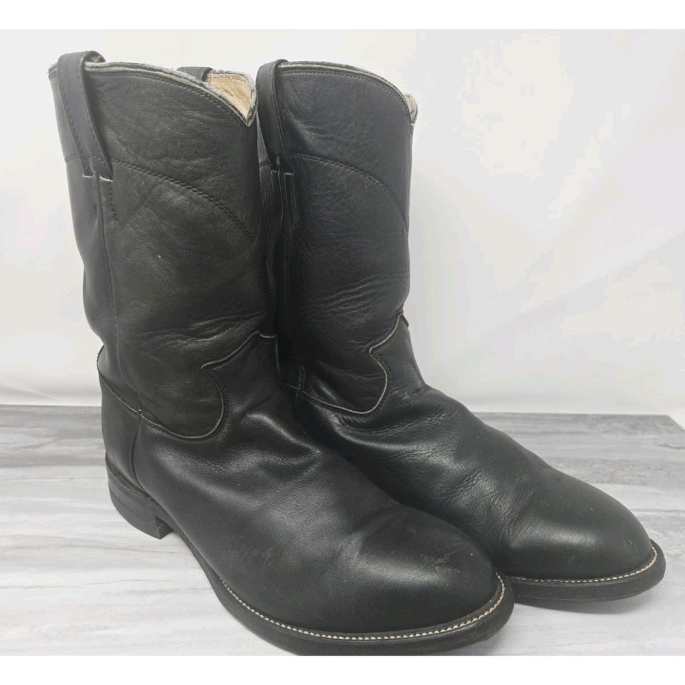 Justin Men - Size 8 EE - Black Roper Cowboy Boots Style‎ 3620 VINTAGE